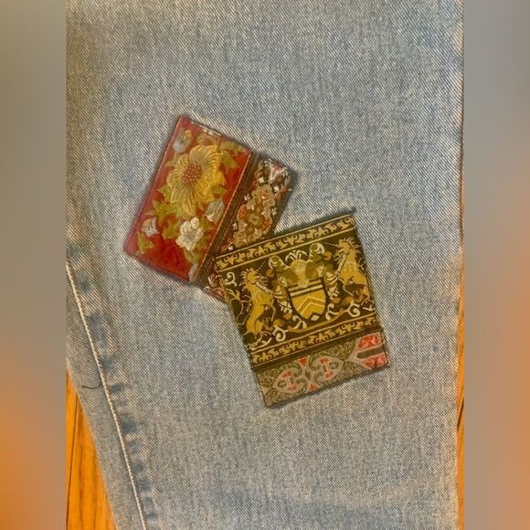 VTG 90s Limited Jeans 10 Patchwork High Rise Straight Leg Medieval Silk floral - Picture 6 of 15